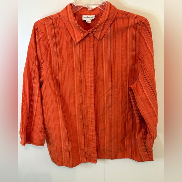Breckenridge Orange Casual Button Down Shacket with Pintuck Pleats - Picture 1 of 9